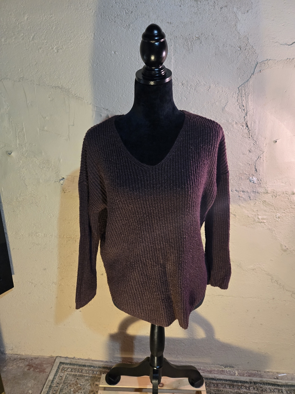 Charlotte Russe Women's Large Sweater Brown Knit V-Neck Pullover